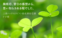 頭皮（頭）の緊張が、こんなにも身体や心に、さまざま部位に影響しているとは・・・。施術后、翌日の感想から、思い知らされる程でした。